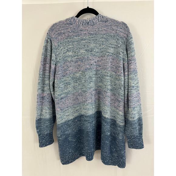 CJ Banks Blue Ombre Open Front Cardigan Sweater 3X, Winter Cottagecore Style - Picture 2 of 7